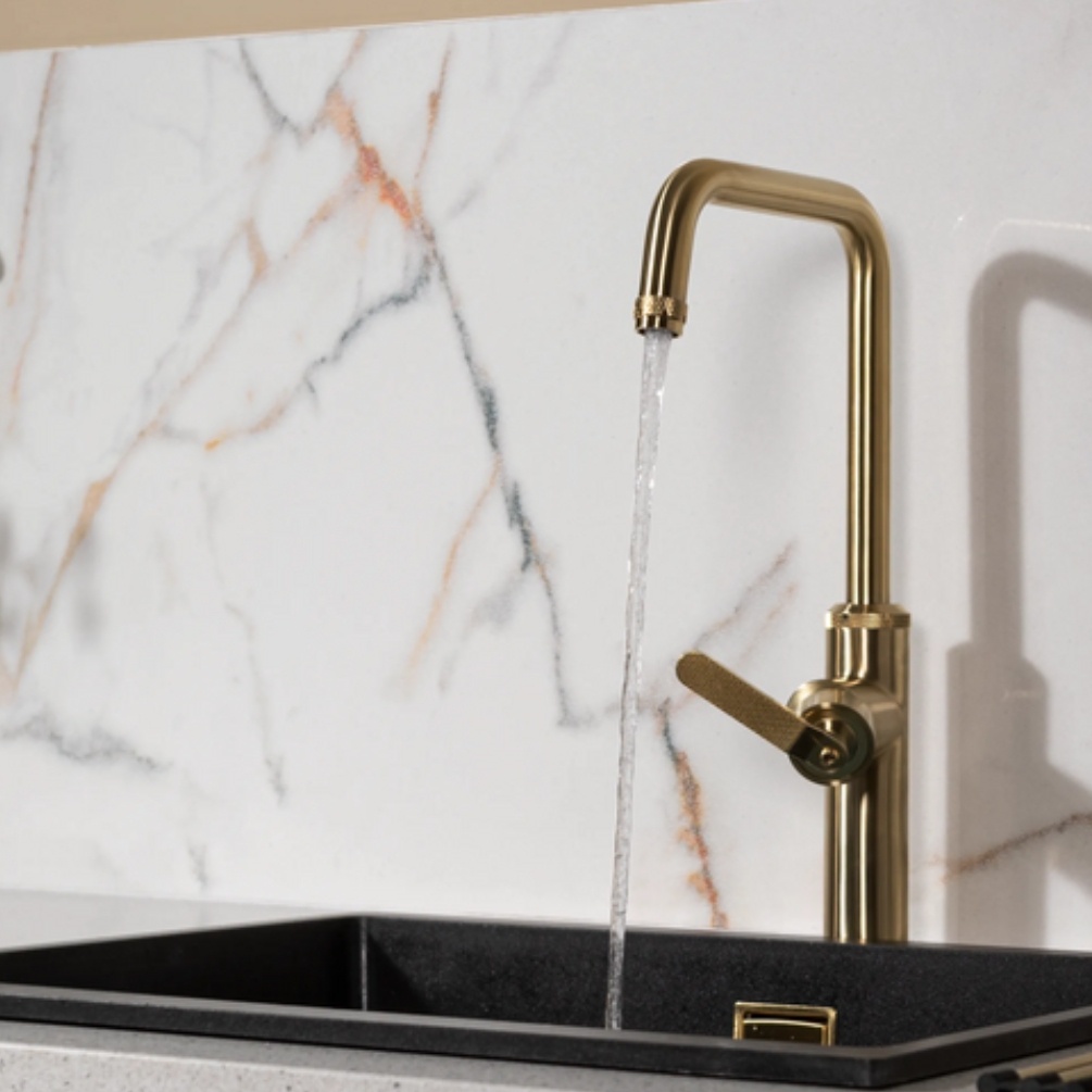 JTP Décor Brushed Brass Single Lever Kitchen Mixer Lifestyle 1